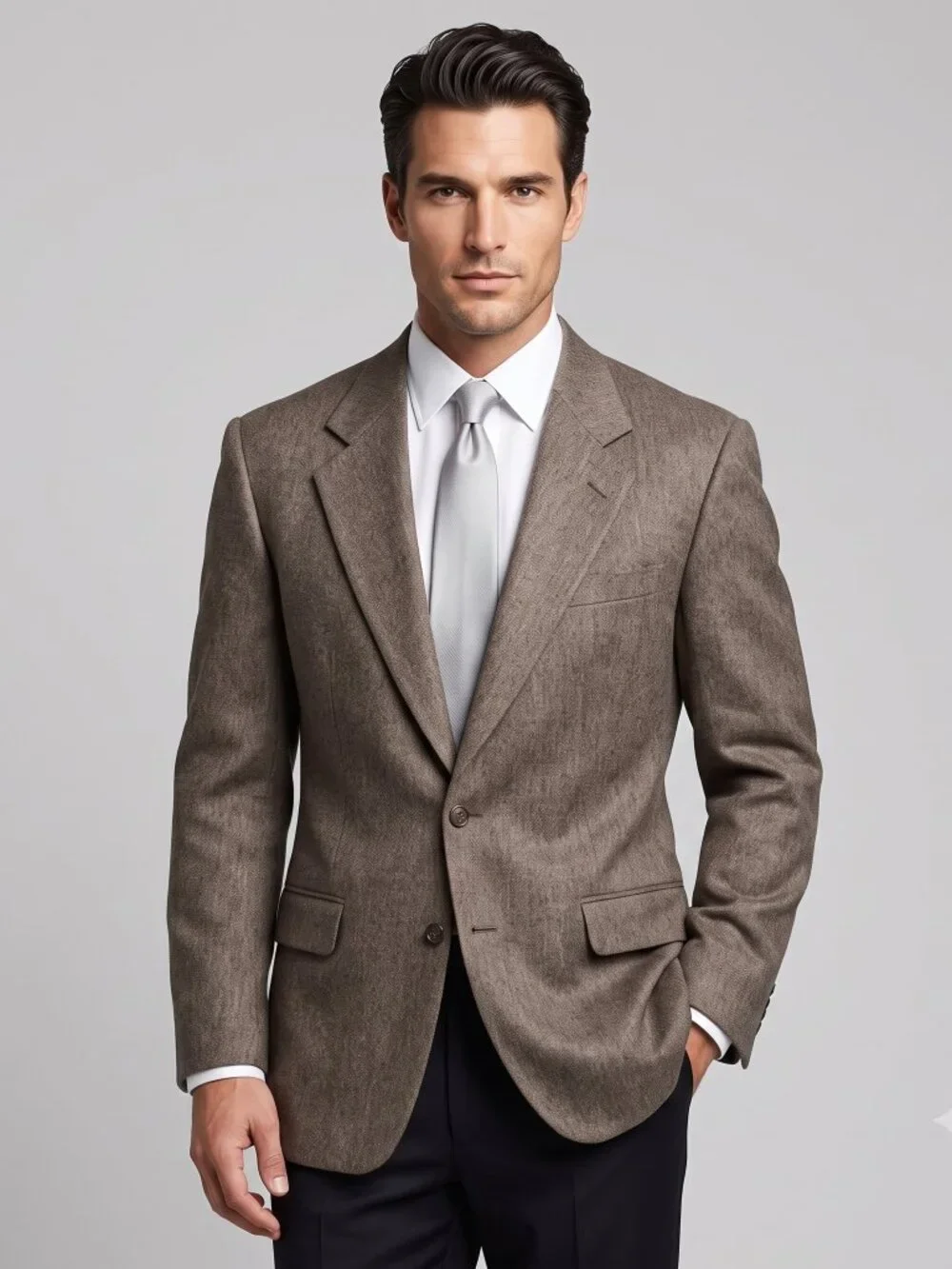 OSCAR DE LA RENTA Suit Jacket Blazer Sport Coat Size 44L Brown 2 Button wool